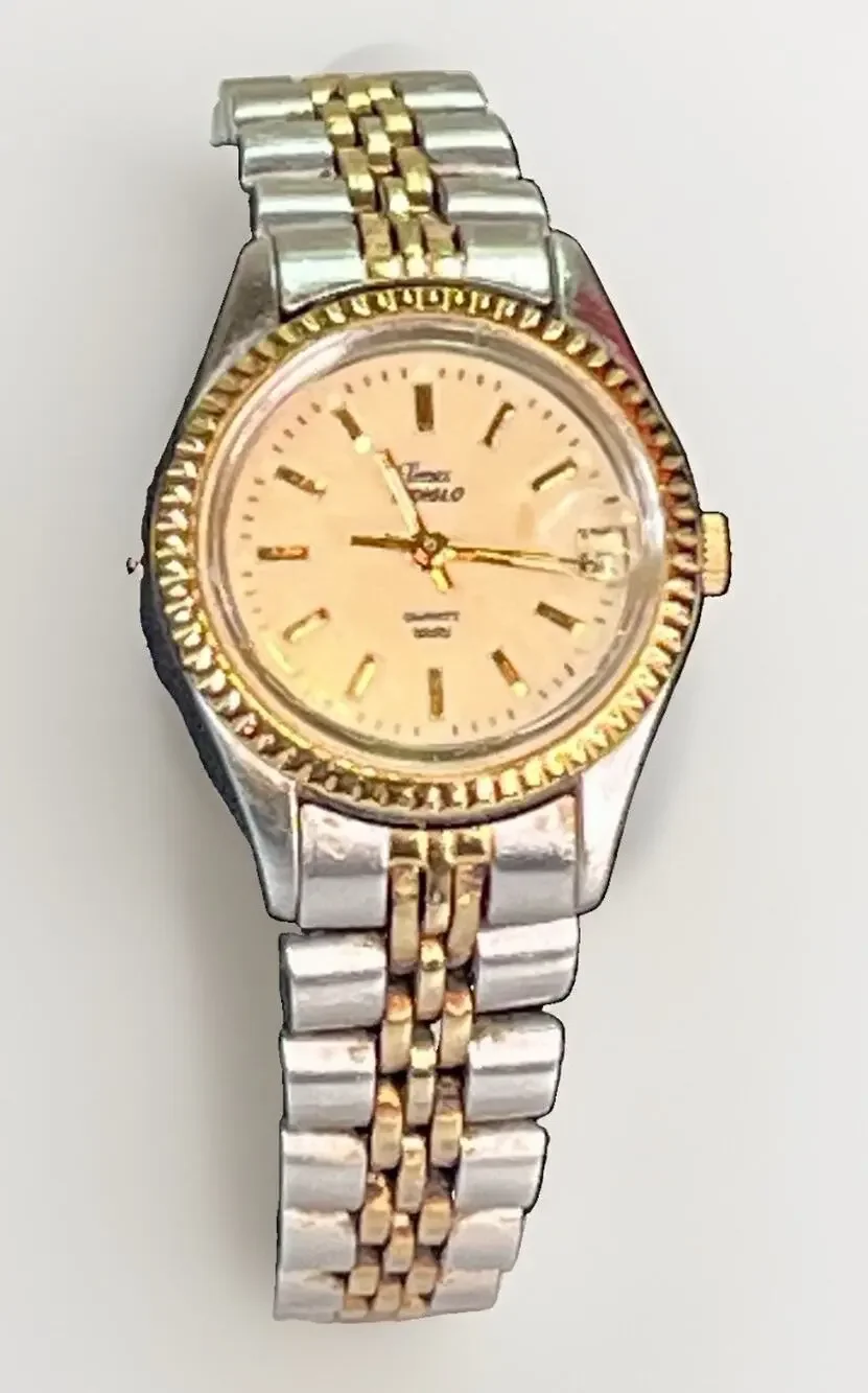 Vintage Timex Indiglo Women’s Watch Silver/Gold Tone Date Presidential Bracelet